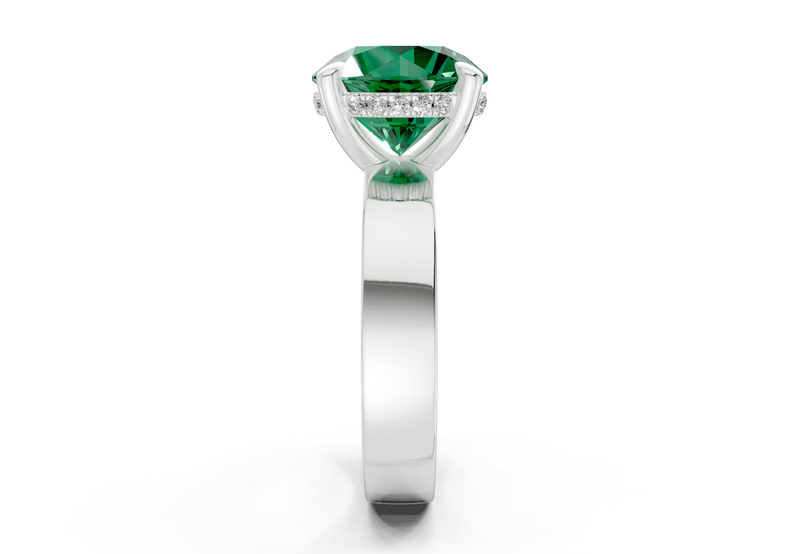 Echo Emerald Gemstone Solitaire Round Cut 4mm Engagement Ring - Ring Premier