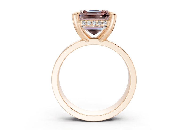 Echo Pink Diamond Solitaire Asscher Cut 4mm Engagement Ring - Ring Premier