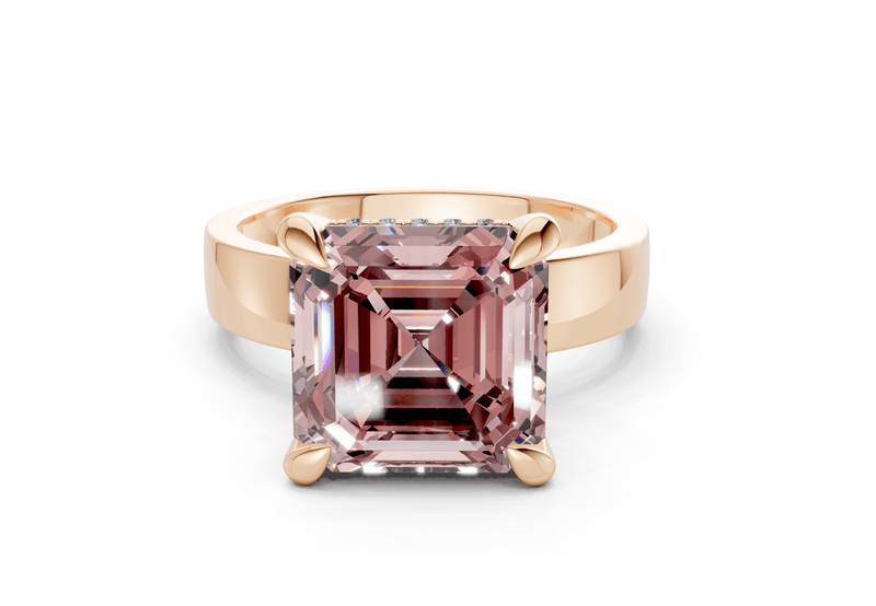 Echo Pink Diamond Solitaire Asscher Cut 4mm Engagement Ring - Ring Premier