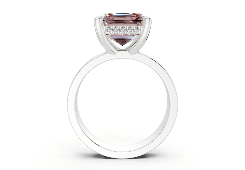 Echo Pink Diamond Solitaire Asscher Cut 4mm Engagement Ring - Ring Premier