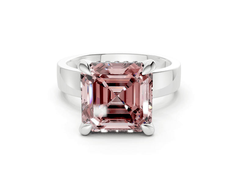 Echo Pink Diamond Solitaire Asscher Cut 4mm Engagement Ring - Ring Premier