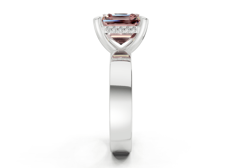 Echo Pink Diamond Solitaire Asscher Cut 4mm Engagement Ring - Ring Premier