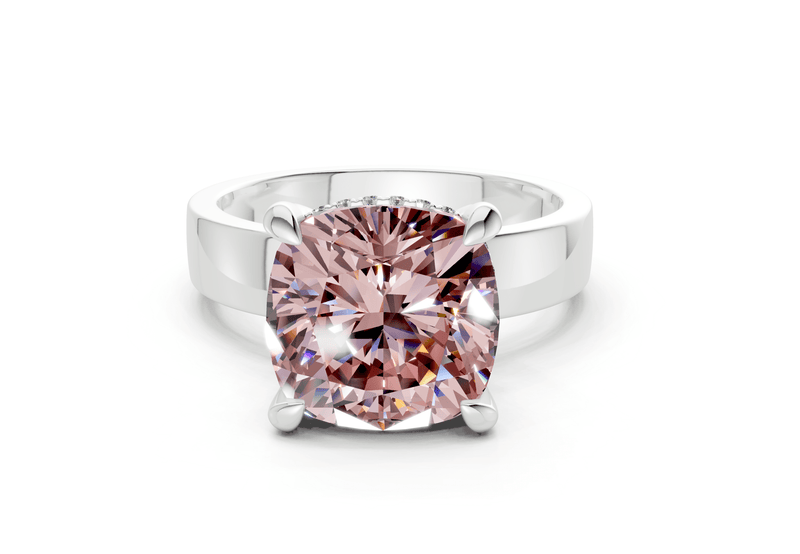 Echo Pink Diamond Solitaire Cushion Squareuare Cut 4mm Engagement Ring - Ring Premier