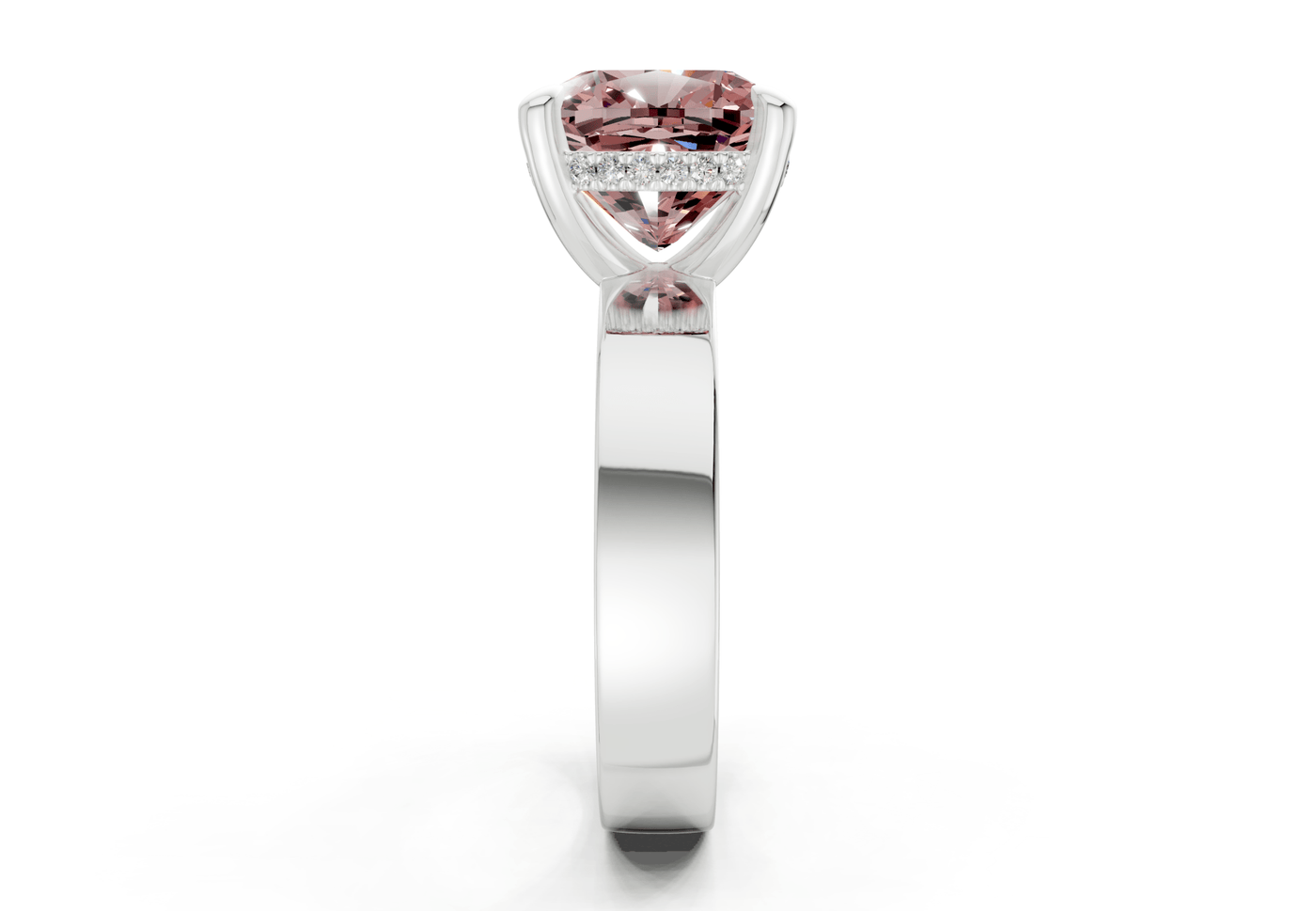 Echo Pink Diamond Solitaire Cushion Squareuare Cut 4mm Engagement Ring