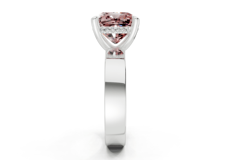 Echo Pink Diamond Solitaire Cushion Squareuare Cut 4mm Engagement Ring - Ring Premier