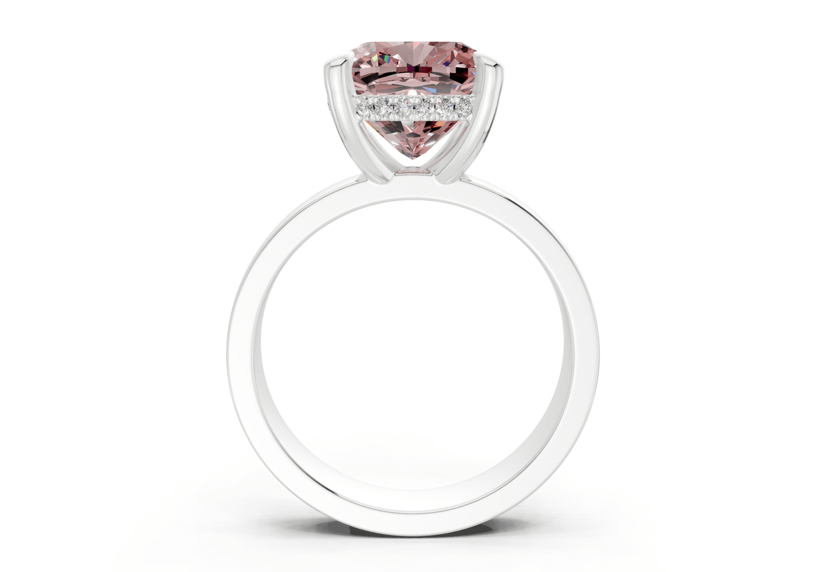 Echo Pink Diamond Solitaire Cushion Squareuare Cut 4mm Engagement Ring