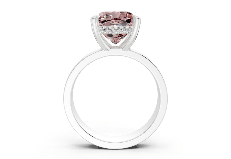 Echo Pink Diamond Solitaire Cushion Squareuare Cut 4mm Engagement Ring - Ring Premier
