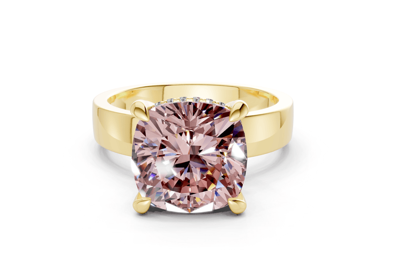 Echo Pink Diamond Solitaire Cushion Squareuare Cut 4mm Engagement Ring