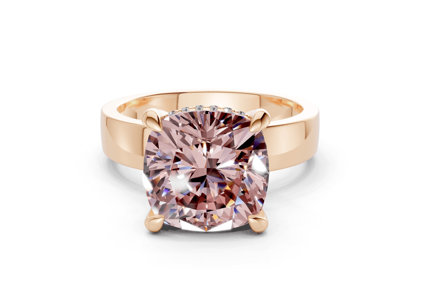 Echo Pink Diamond Solitaire Cushion Squareuare Cut 4mm Engagement Ring
