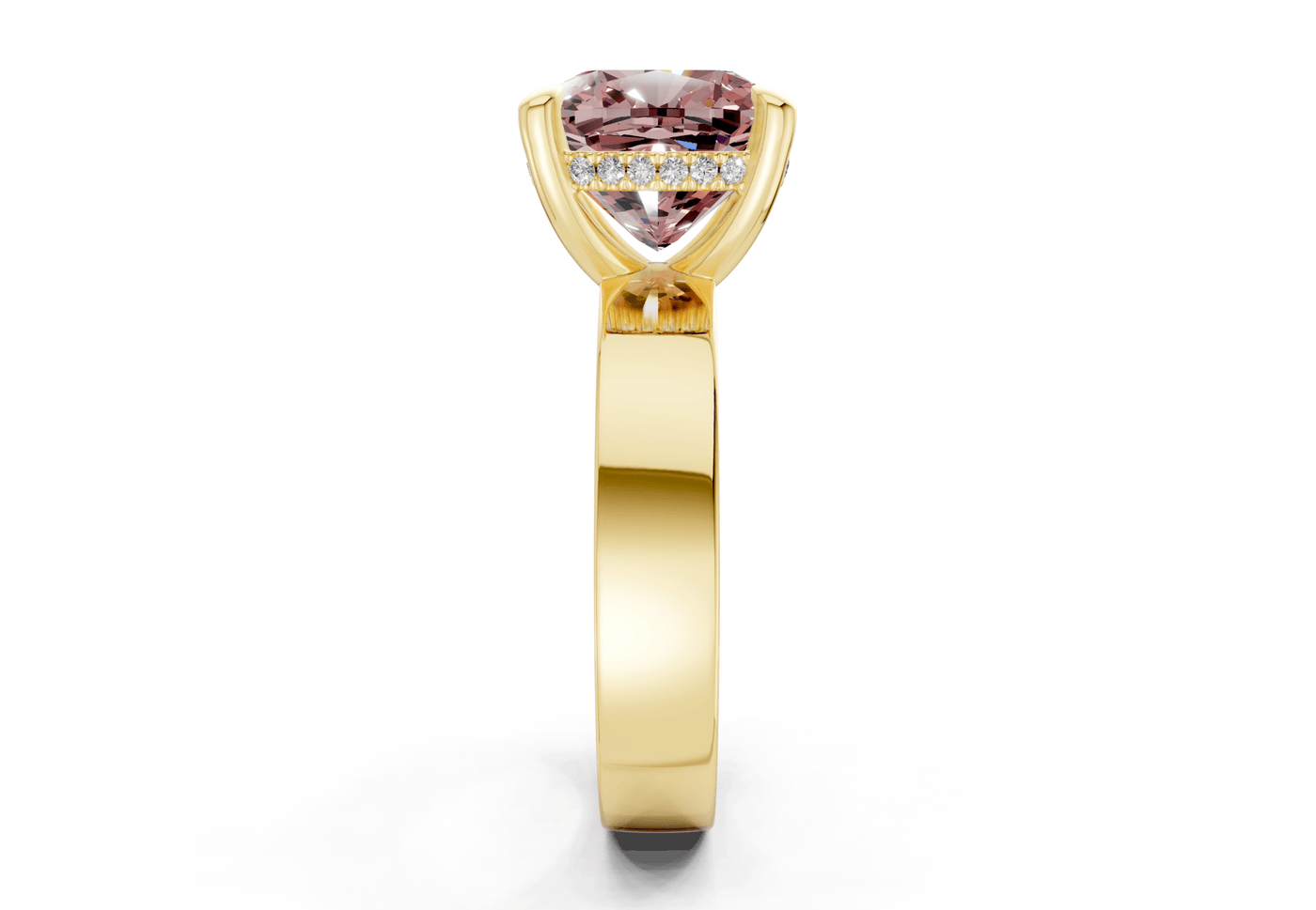 Echo Pink Diamond Solitaire Cushion Squareuare Cut 4mm Engagement Ring