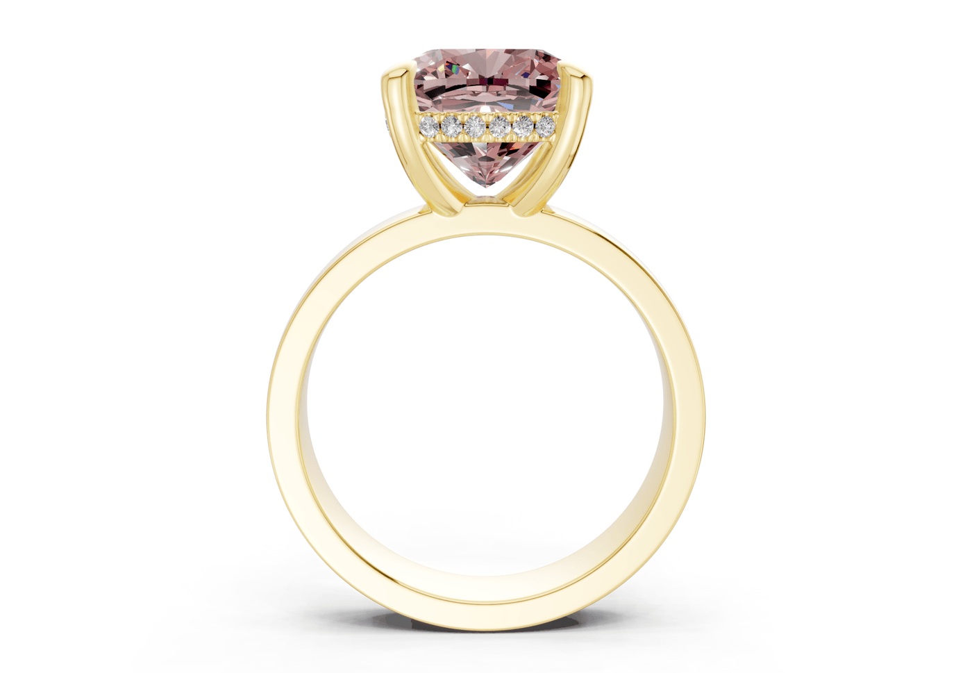 Echo Pink Diamond Solitaire Cushion Squareuare Cut 4mm Engagement Ring