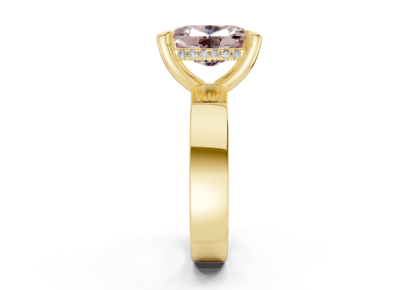 Echo Pink Diamond Solitaire Elongated Cushion Cut 4mm Engagement Ring