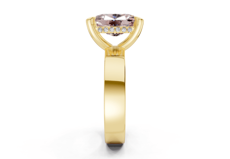 Echo Pink Diamond Solitaire Elongated Cushion Cut 4mm Engagement Ring - Ring Premier