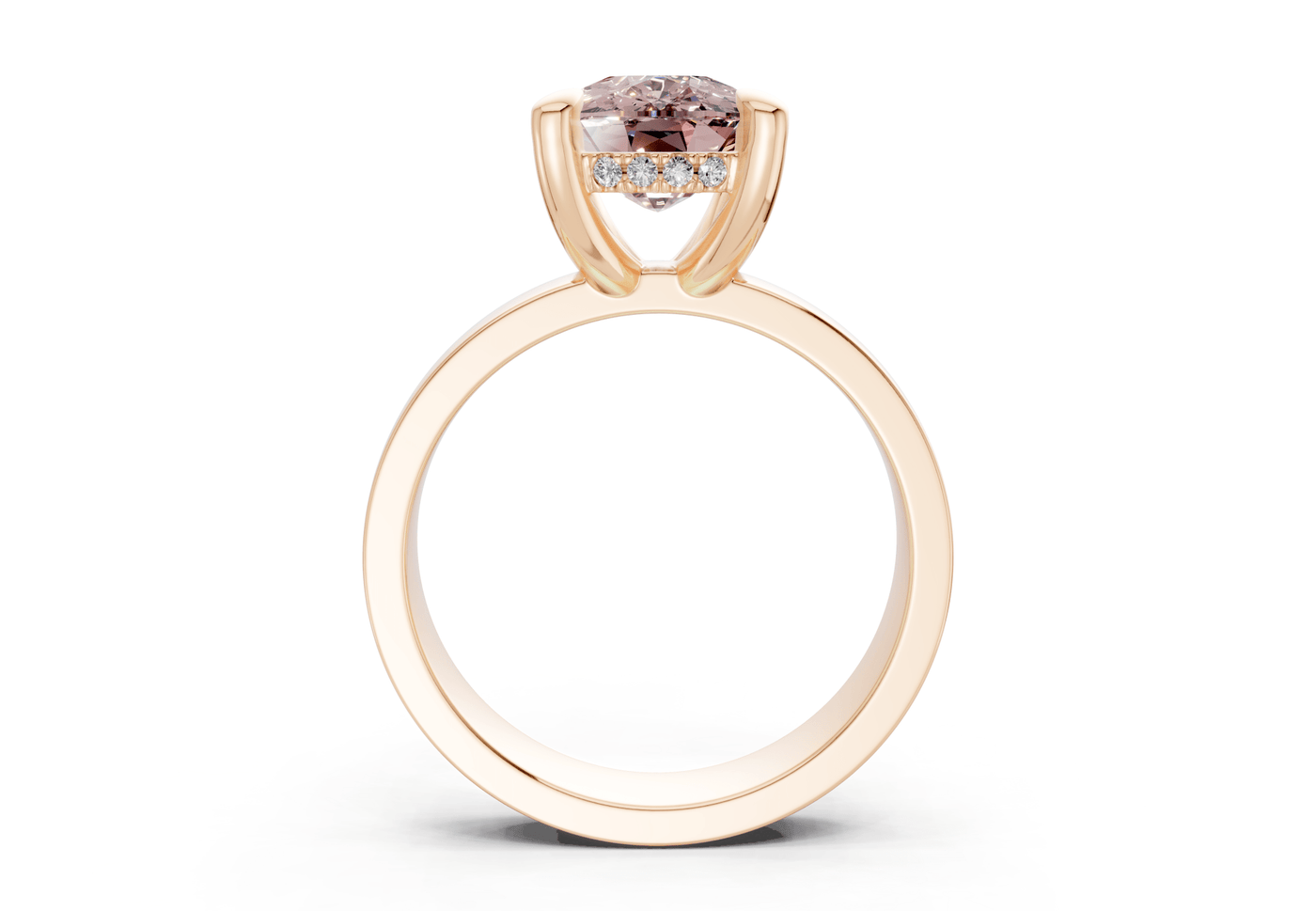 Echo Pink Diamond Solitaire Elongated Cushion Cut 4mm Engagement Ring