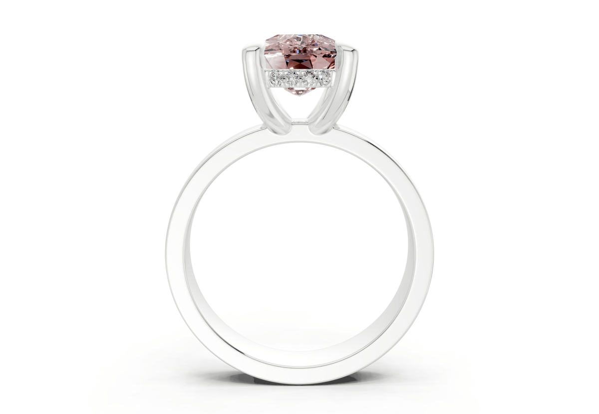 Echo Pink Diamond Solitaire Elongated Cushion Cut 4mm Engagement Ring