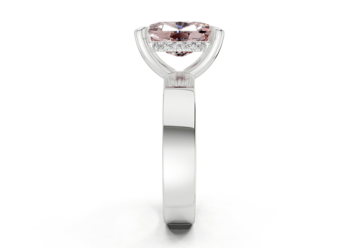 Echo Pink Diamond Solitaire Elongated Cushion Cut 4mm Engagement Ring