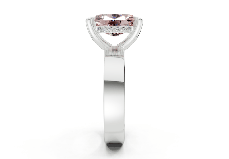 Echo Pink Diamond Solitaire Elongated Cushion Cut 4mm Engagement Ring - Ring Premier