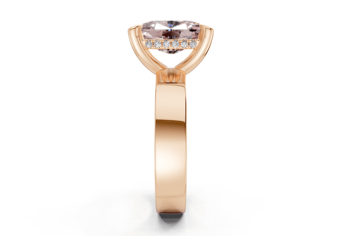 Echo Pink Diamond Solitaire Elongated Cushion Cut 4mm Engagement Ring