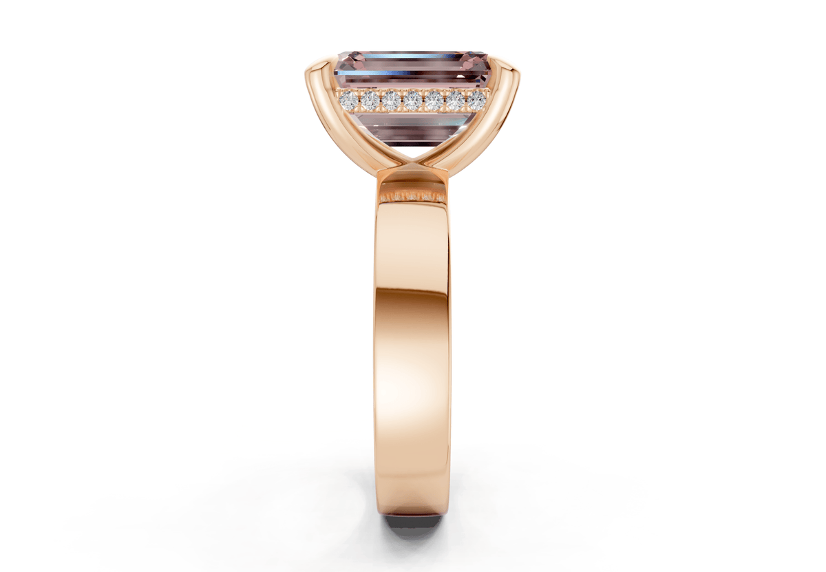 Echo Pink Diamond Solitaire Emerald Cut 4mm Engagement Ring