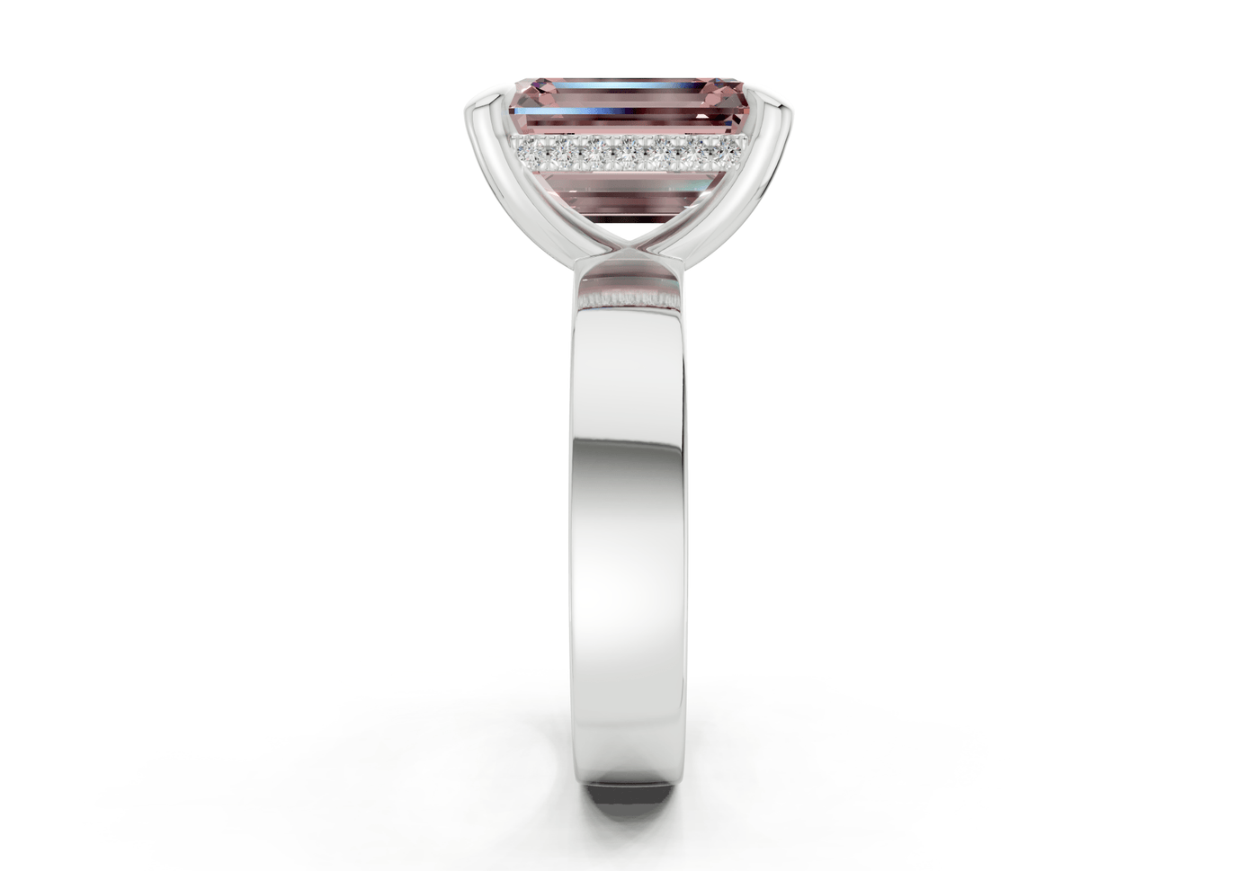 Echo Pink Diamond Solitaire Emerald Cut 4mm Engagement Ring