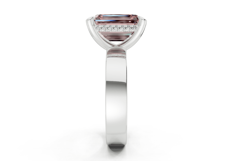Echo Pink Diamond Solitaire Emerald Cut 4mm Engagement Ring - Ring Premier