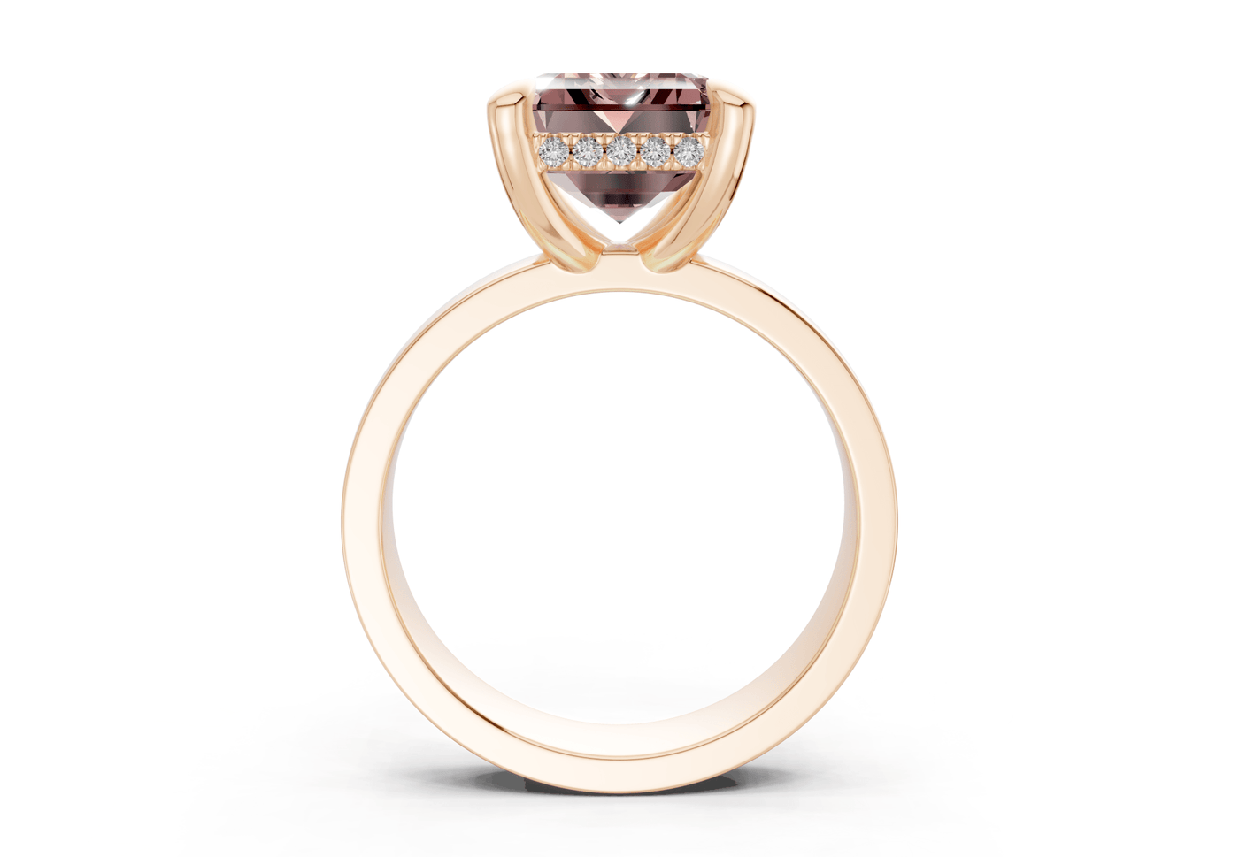 Echo Pink Diamond Solitaire Emerald Cut 4mm Engagement Ring