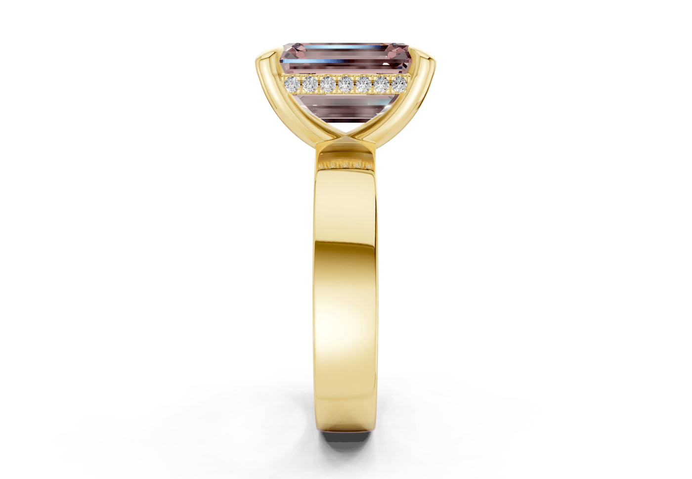 Echo Pink Diamond Solitaire Emerald Cut 4mm Engagement Ring