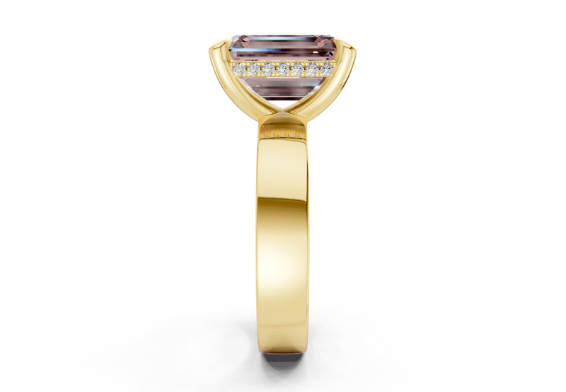Echo Pink Diamond Solitaire Emerald Cut 4mm Engagement Ring - Ring Premier
