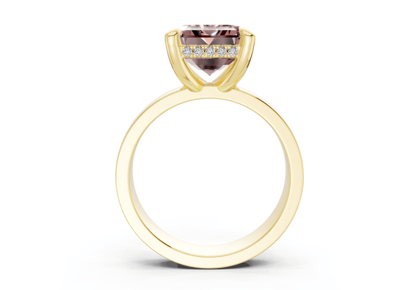 Echo Pink Diamond Solitaire Emerald Cut 4mm Engagement Ring