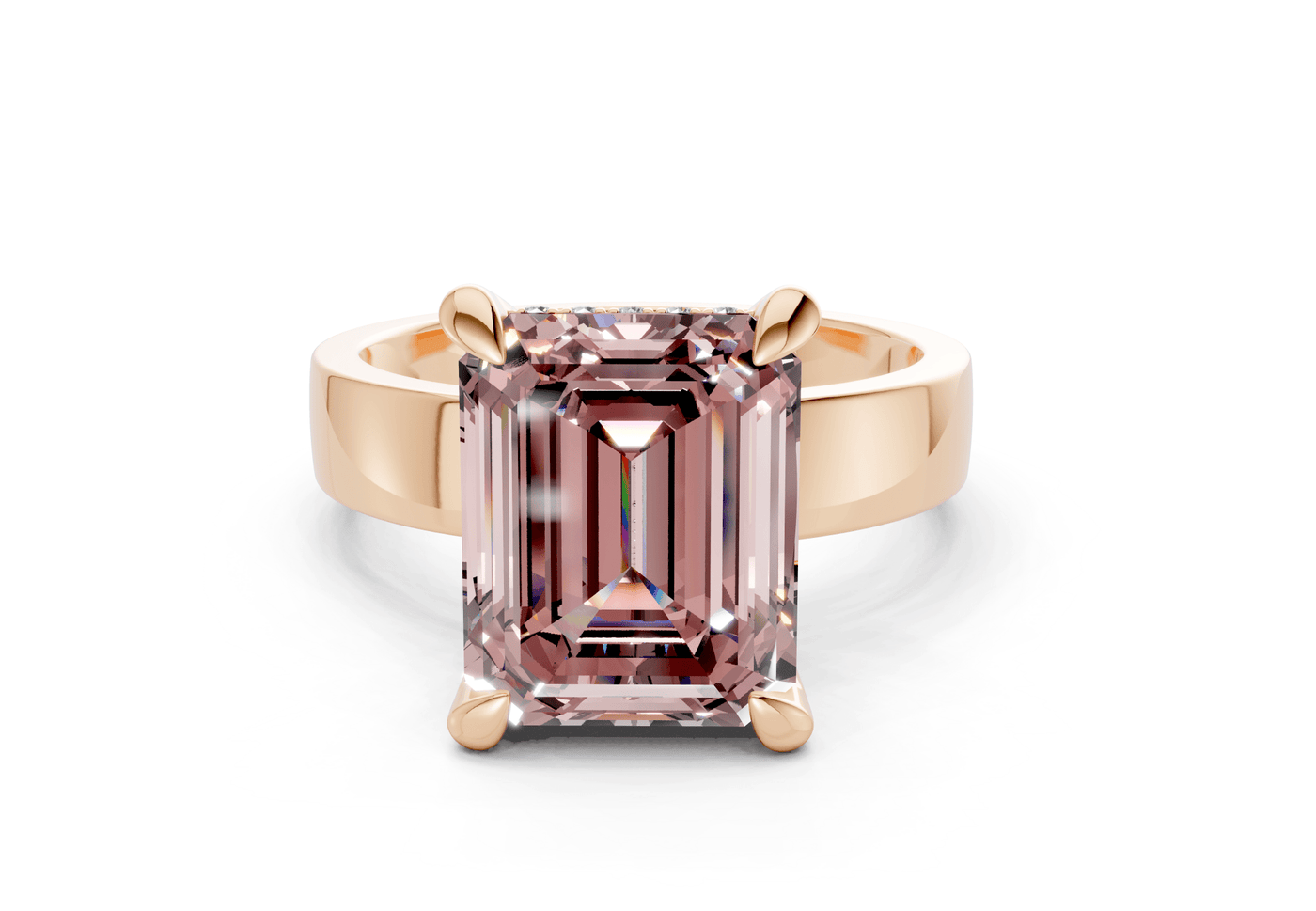 Echo Pink Diamond Solitaire Emerald Cut 4mm Engagement Ring