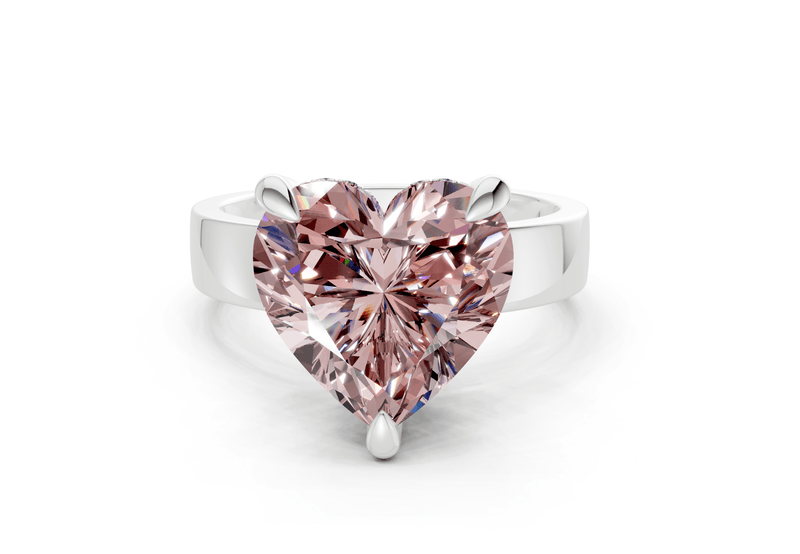 Echo Pink Diamond Solitaire Heart Cut 4mm Engagement Ring - Ring Premier