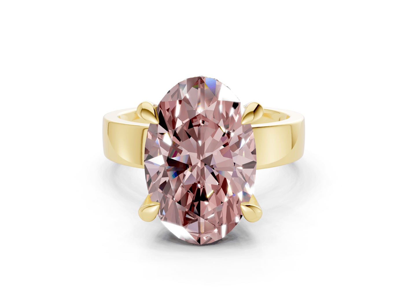 Echo Pink Diamond Solitaire Oval Cut 4mm Engagement Ring - Ring Premier