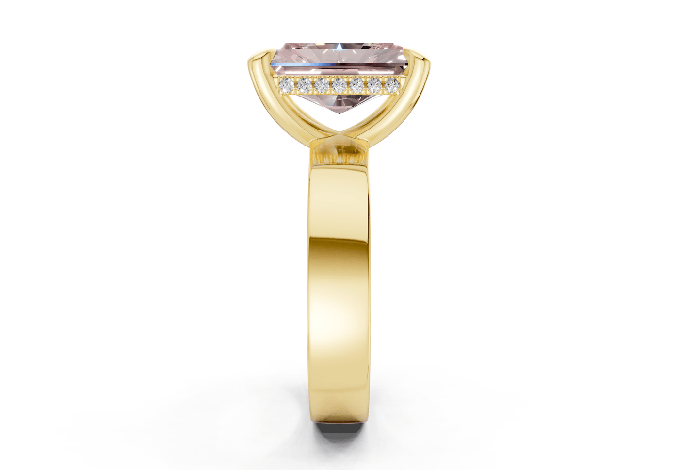 Echo Pink Diamond Solitaire Radiant Cut 4mm Engagement Ring