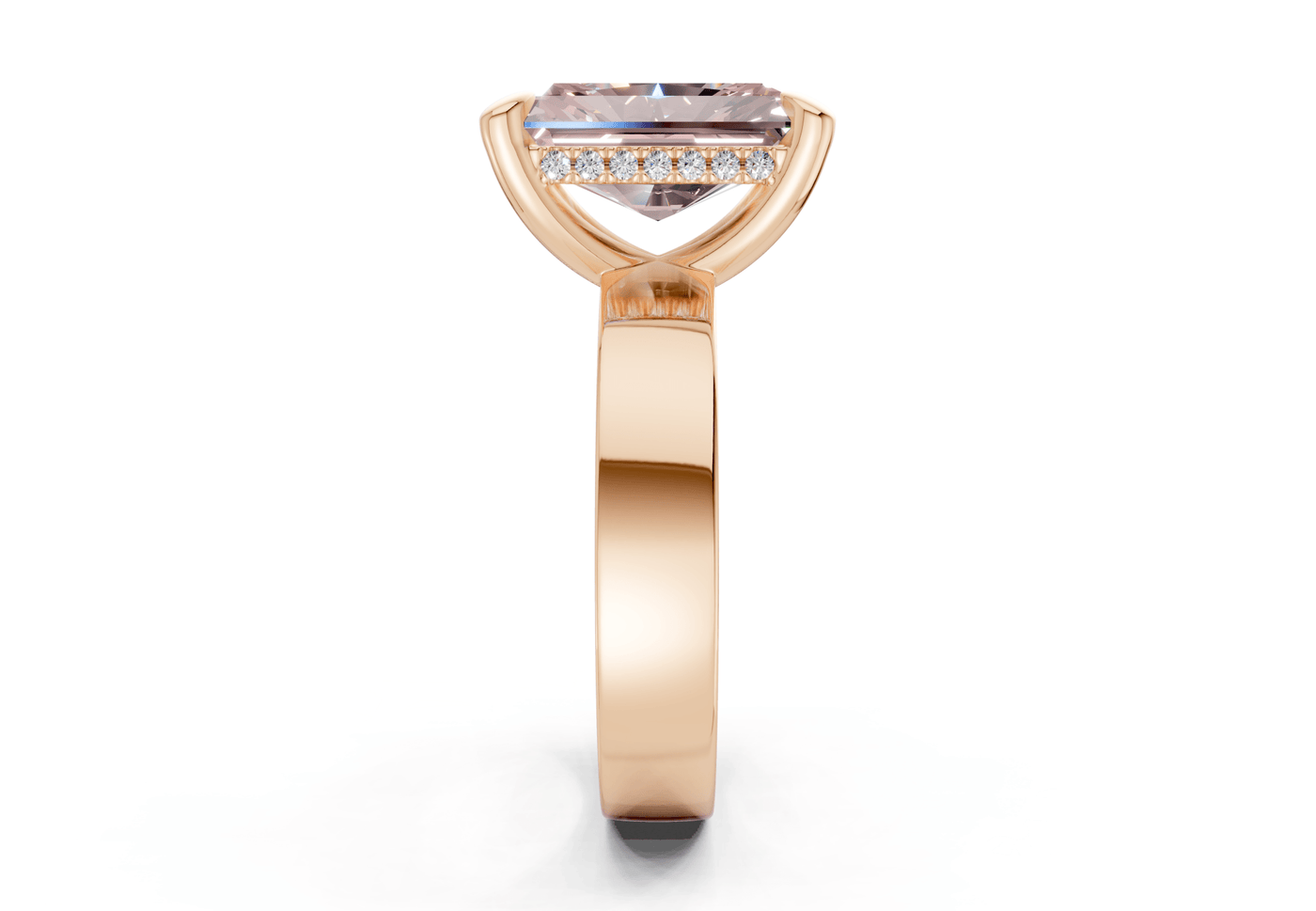 Echo Pink Diamond Solitaire Radiant Cut 4mm Engagement Ring