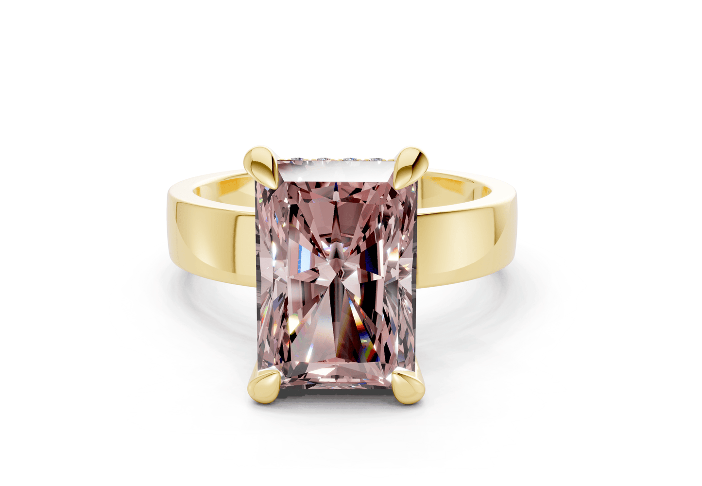 Echo Pink Diamond Solitaire Radiant Cut 4mm Engagement Ring - Ring Premier