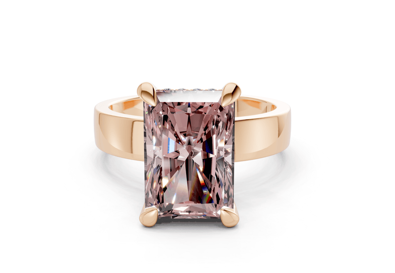 Echo Pink Diamond Solitaire Radiant Cut 4mm Engagement Ring - Ring Premier