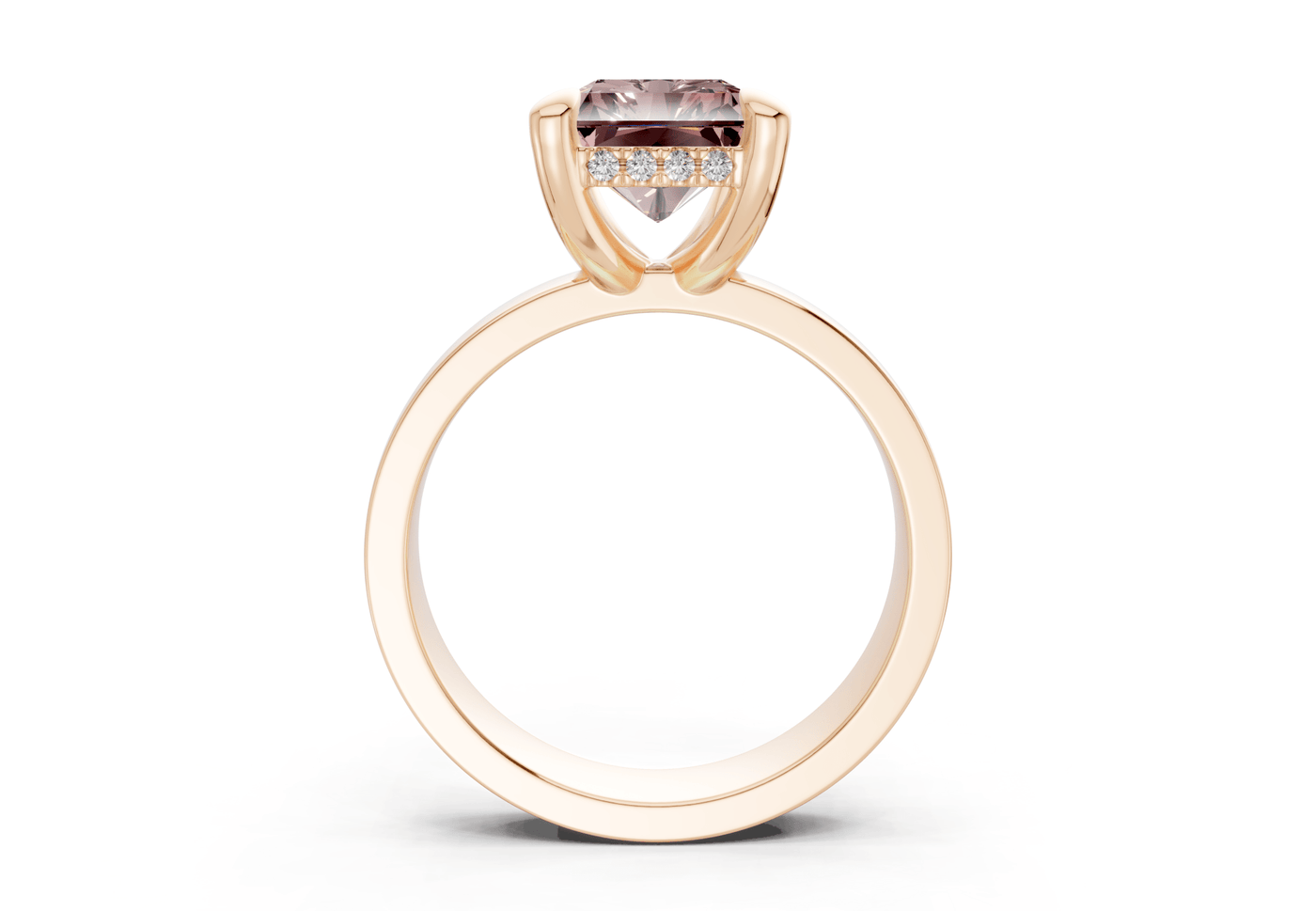 Echo Pink Diamond Solitaire Radiant Cut 4mm Engagement Ring