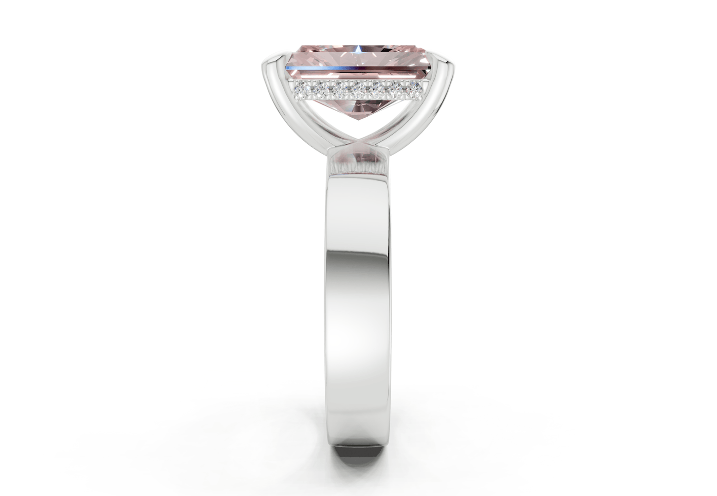 Echo Pink Diamond Solitaire Radiant Cut 4mm Engagement Ring