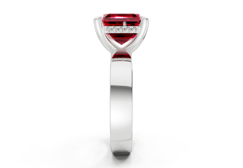 Echo Ruby Gemstone Solitaire Asscher Cut 4mm Engagement Ring - Ring Premier