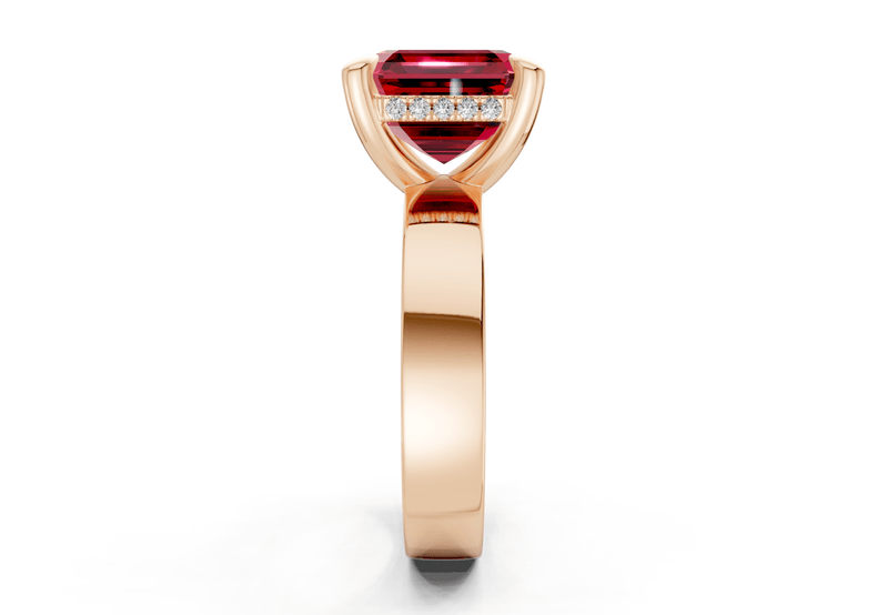 Echo Ruby Gemstone Solitaire Asscher Cut 4mm Engagement Ring - Ring Premier