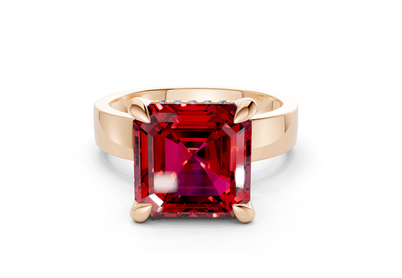 Echo Ruby Gemstone Solitaire Asscher Cut 4mm Engagement Ring - Ring Premier