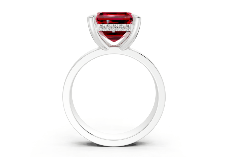 Echo Ruby Gemstone Solitaire Asscher Cut 4mm Engagement Ring - Ring Premier