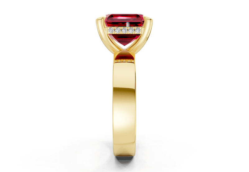 Echo Ruby Gemstone Solitaire Asscher Cut 4mm Engagement Ring - Ring Premier