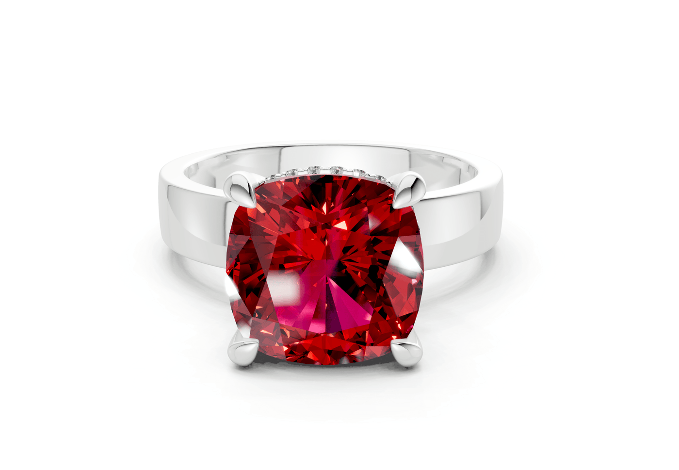 Echo Ruby Gemstone Solitaire Cushion Squareuare Cut 4mm Engagement Ring