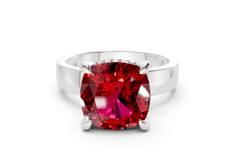 Echo Ruby Gemstone Solitaire Cushion Squareuare Cut 4mm Engagement Ring - Ring Premier