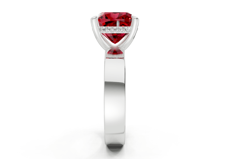 Echo Ruby Gemstone Solitaire Cushion Squareuare Cut 4mm Engagement Ring - Ring Premier