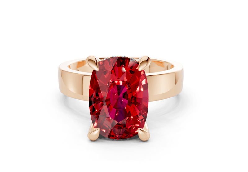 Echo Ruby Gemstone Solitaire Elongated Cushion Cut 4mm Engagement Ring - Ring Premier