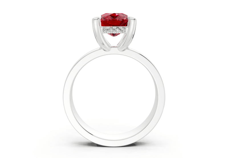 Echo Ruby Gemstone Solitaire Elongated Cushion Cut 4mm Engagement Ring - Ring Premier
