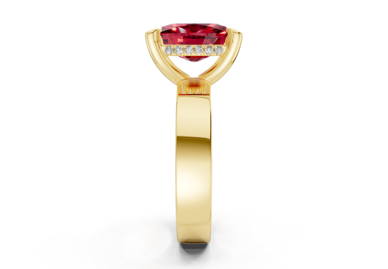 Echo Ruby Gemstone Solitaire Elongated Cushion Cut 4mm Engagement Ring - Ring Premier