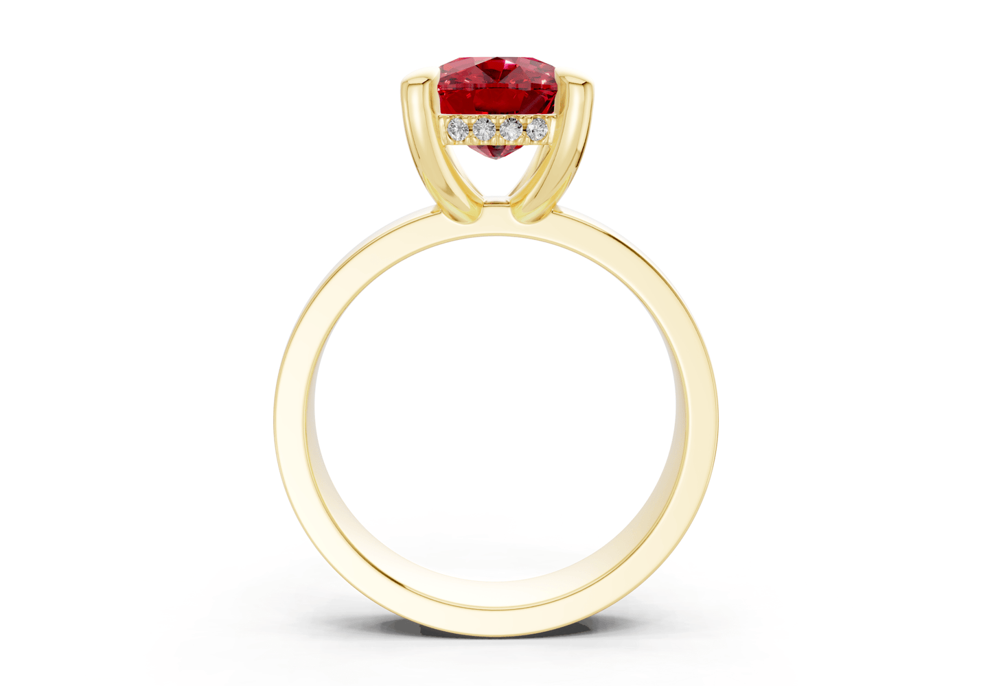Echo Ruby Gemstone Solitaire Elongated Cushion Cut 4mm Engagement Ring - Ring Premier